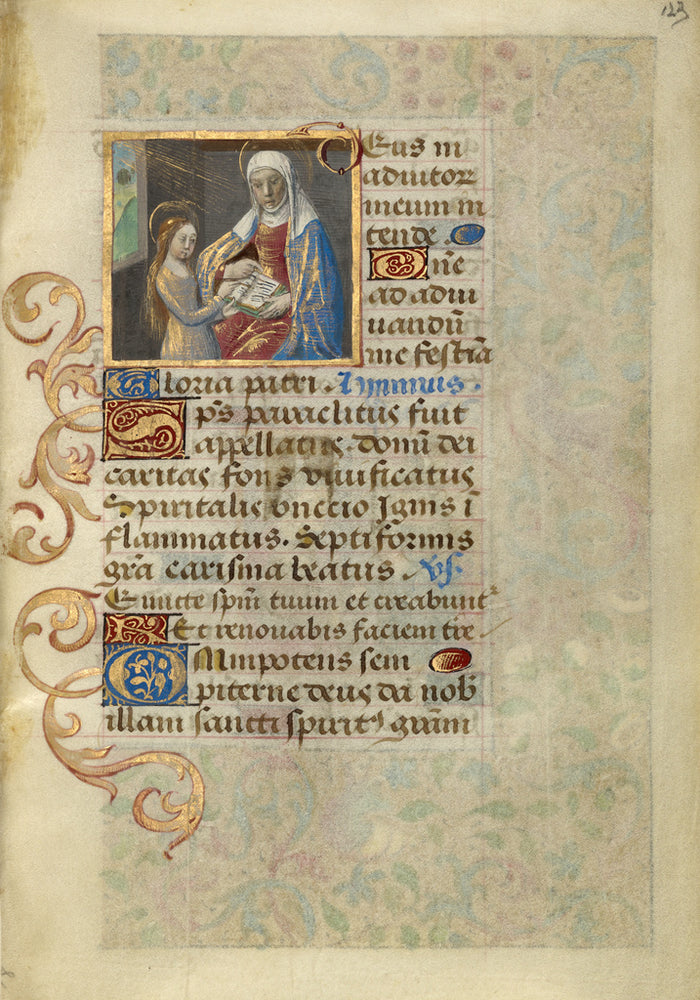 Master of Cardinal Bourbon:Anna Teaching the Virgin Reading,16x12