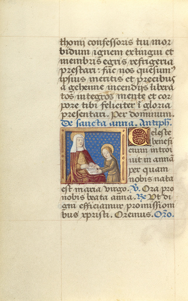 Master of Jacques de Besançon:Anna Teaching the Virgin Read,16x12"(A3)Poster