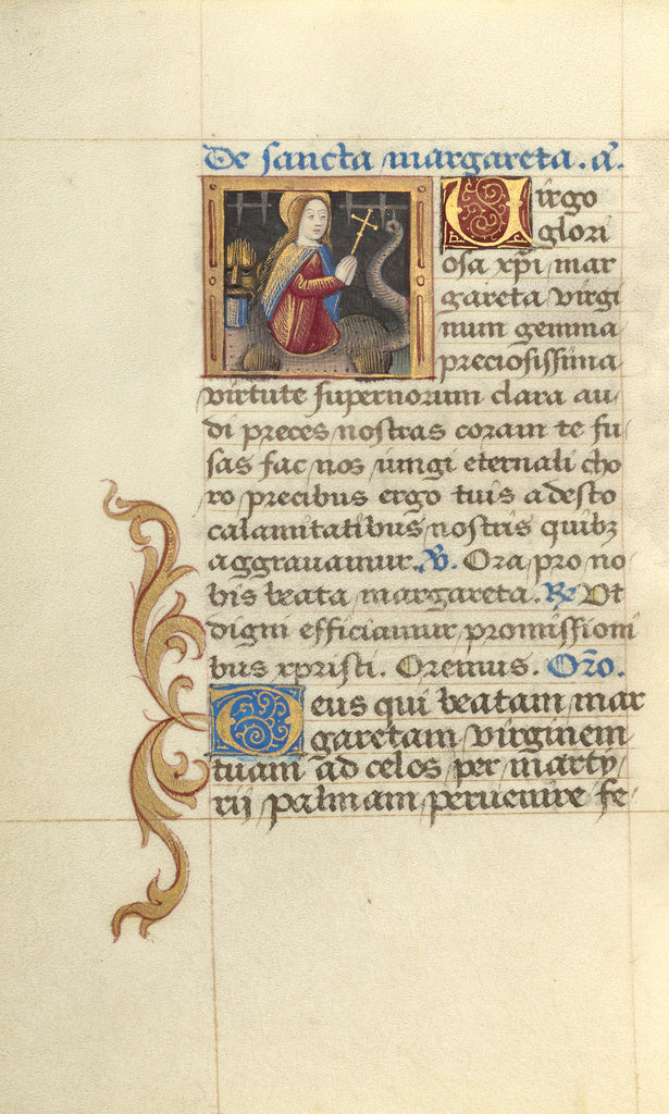 Master of Jacques de Besançon:Saint Margaret and the Dragon,16x12