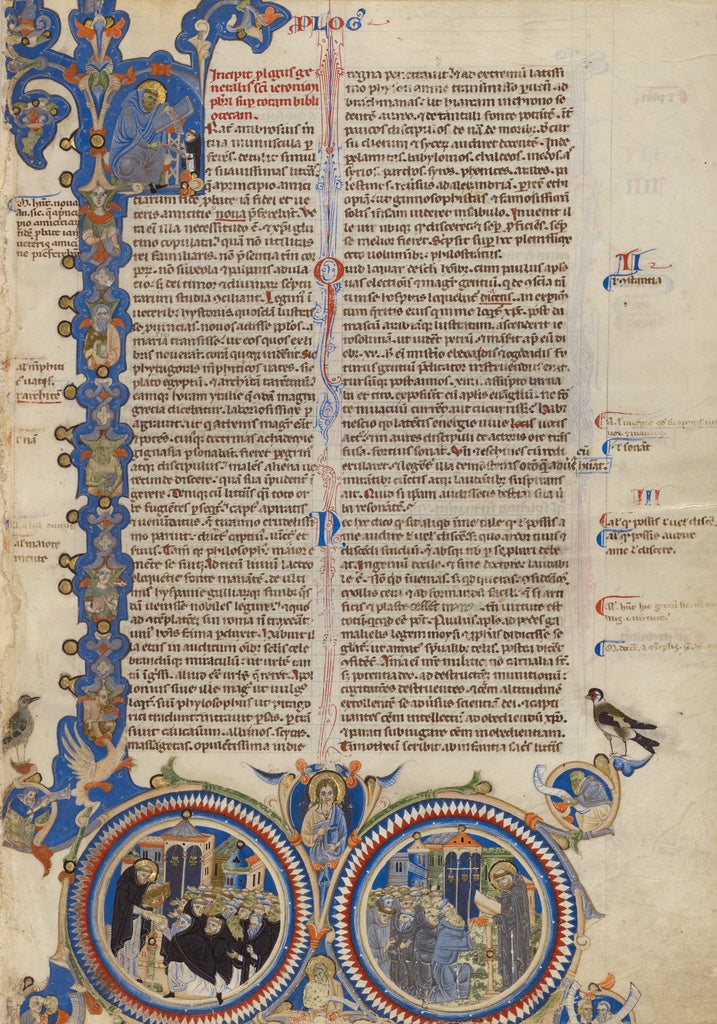 Unknown Artist:Initial F: Christ with Saints Jerome, Dominic, and F, Poster Print Wall Art