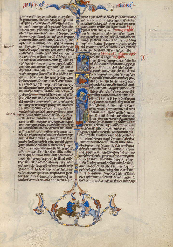 Unknown Artist:Initial A: A King Directing a Mason, Poster Print Wall Art