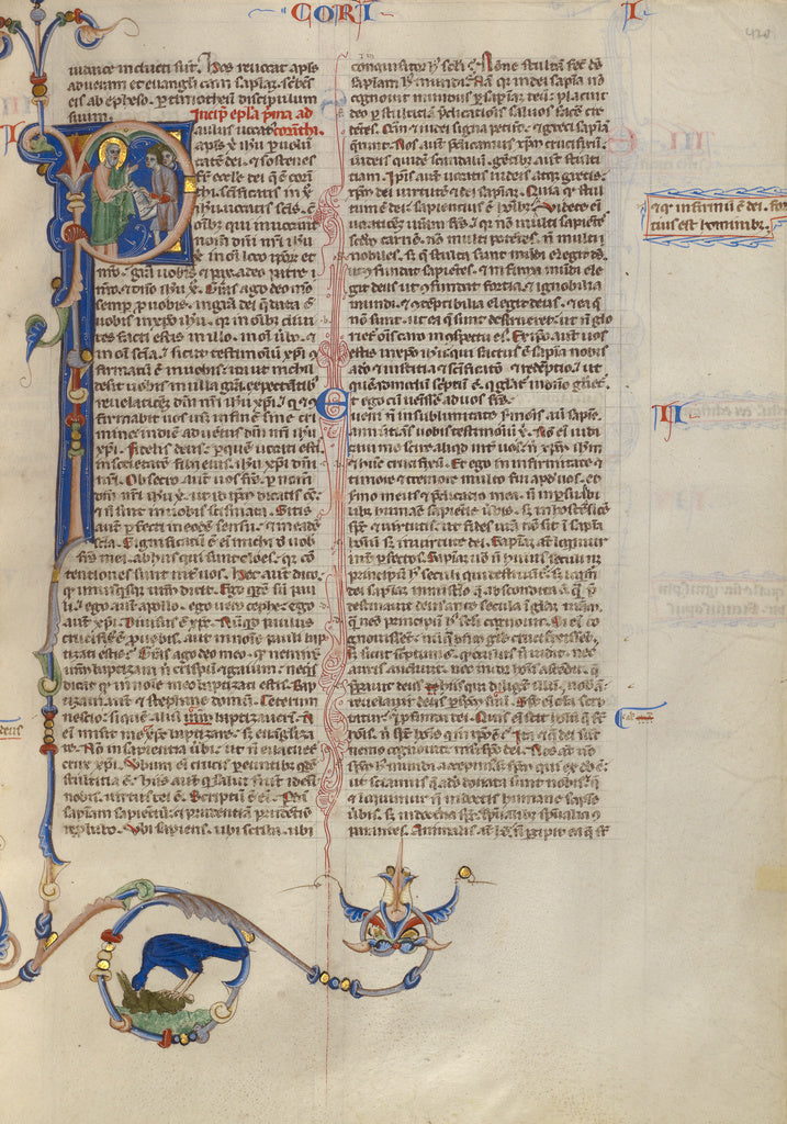 Unknown Artist:Initial P: Paul Handing a Scroll to Two Men, Poster Print Wall Art