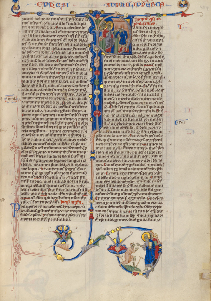 Unknown Artist:Initial P: Saints Paul and Barnabas with the Cripple, Poster Print Wall Art
