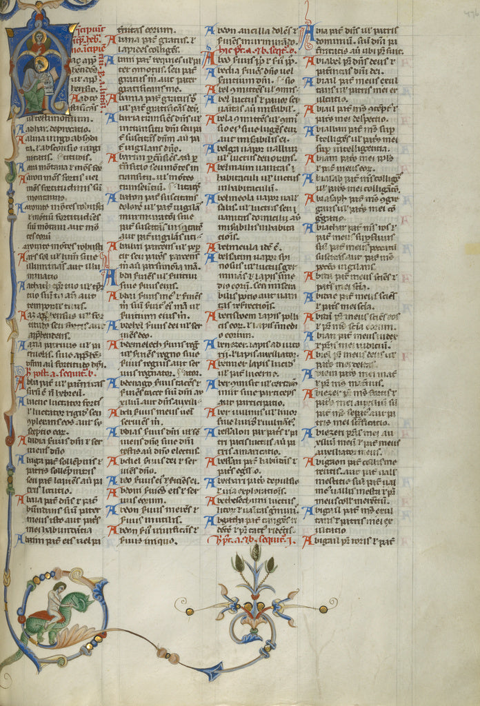 Unknown Artist:Initial A: Monk Seated; Glossary of Hebrew Names,16x12"(A3)Poster