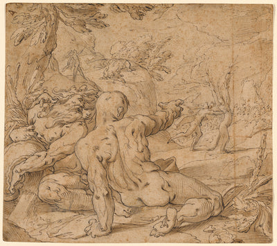 Abraham Bloemaert:River Gods Watching Apollo Pursuing Daphne,16x12"(A3)Poster