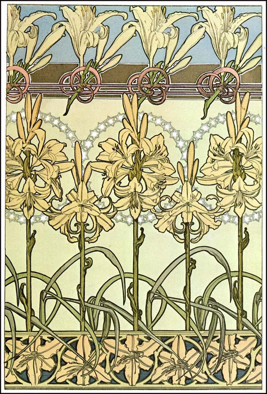 33 from the 'Documents Decoratifs" series, 1901 vintage artwork by Alphonse Mucha, 12x8" (A4 size) poster print