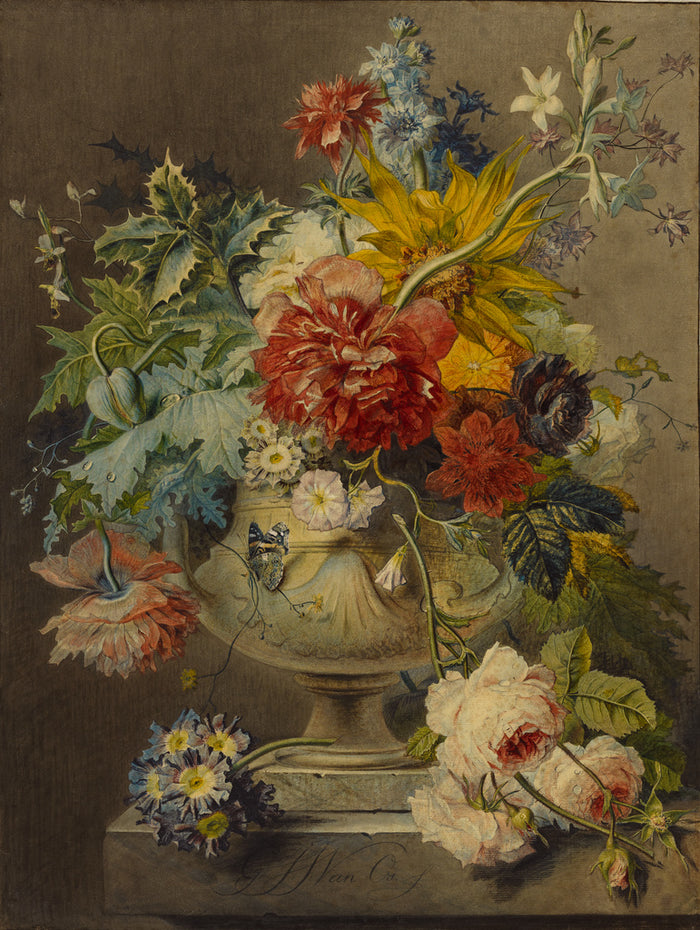 Georgius Jacobus Johannes van Os:Bouquet of Flowers in a Vas,16x12