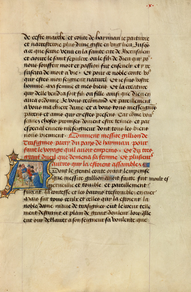 Lieven van Lathem:Initial A: Gillion Taking Leave of His Wif,16x12"(A3)Poster