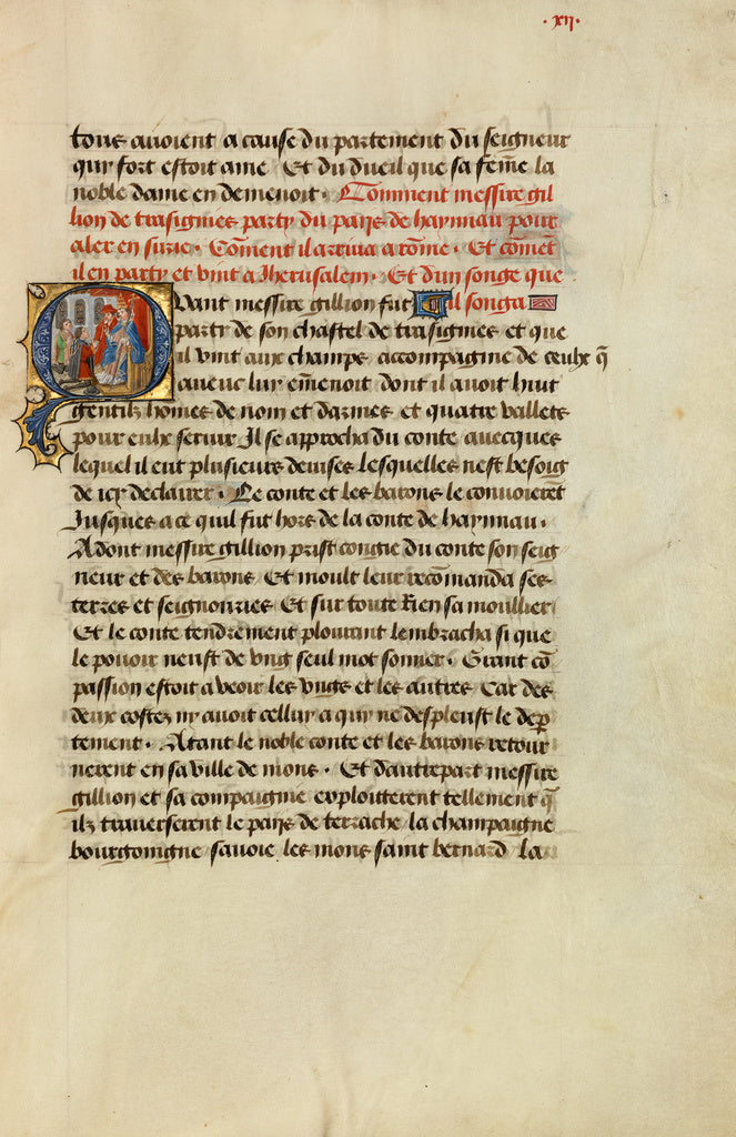 Lieven van Lathem:Initial Q: Gillion Receiving the Pope's Bl,16x12