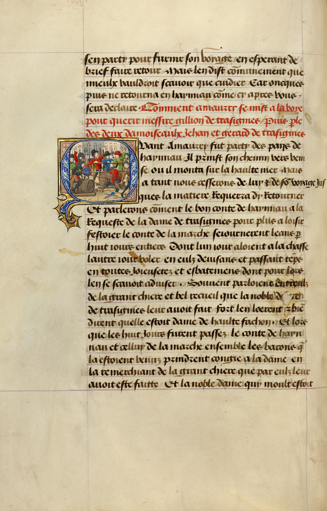 Lieven van Lathem:Initial Q: Gillion's Sons in a Mock Joust,16x12"(A3)Poster