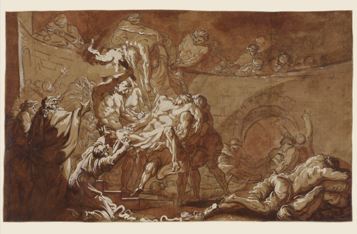 Jean-Baptiste Deshays:Tobias Burying the Dead,16x12