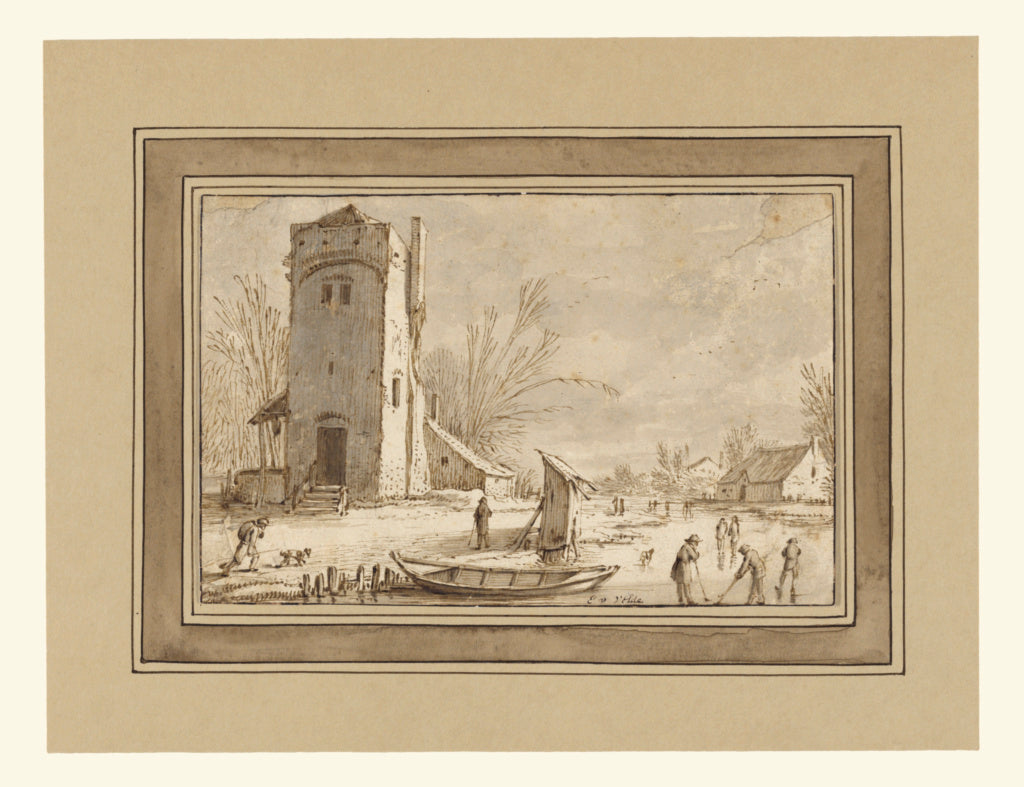 Esaias van de Velde:Winter Landscape with Tower,16x12"(A3)Poster