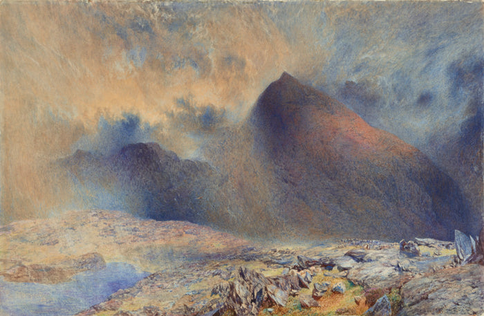 Alfred William Hunt:Mount Snowdon through Clearing Clouds,16x12