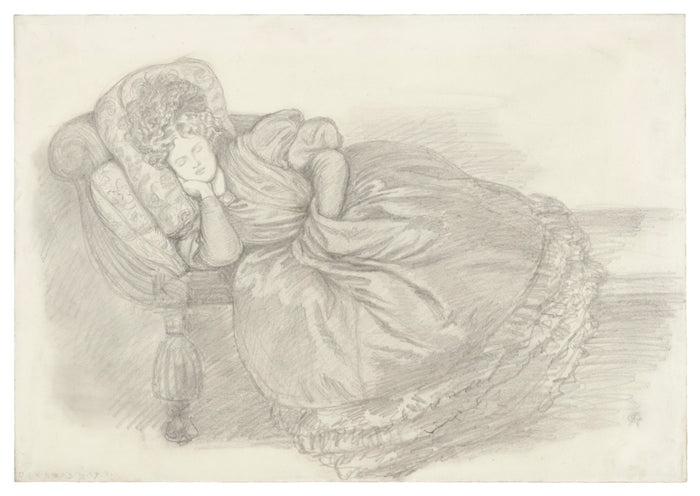 Dante Gabriel Rossetti:Study of Fanny Cornforth, asleep on a,16x12