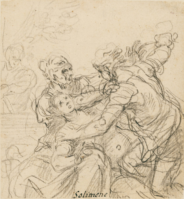 Francesco Solimena:Study for the Death of Messalina,16x12