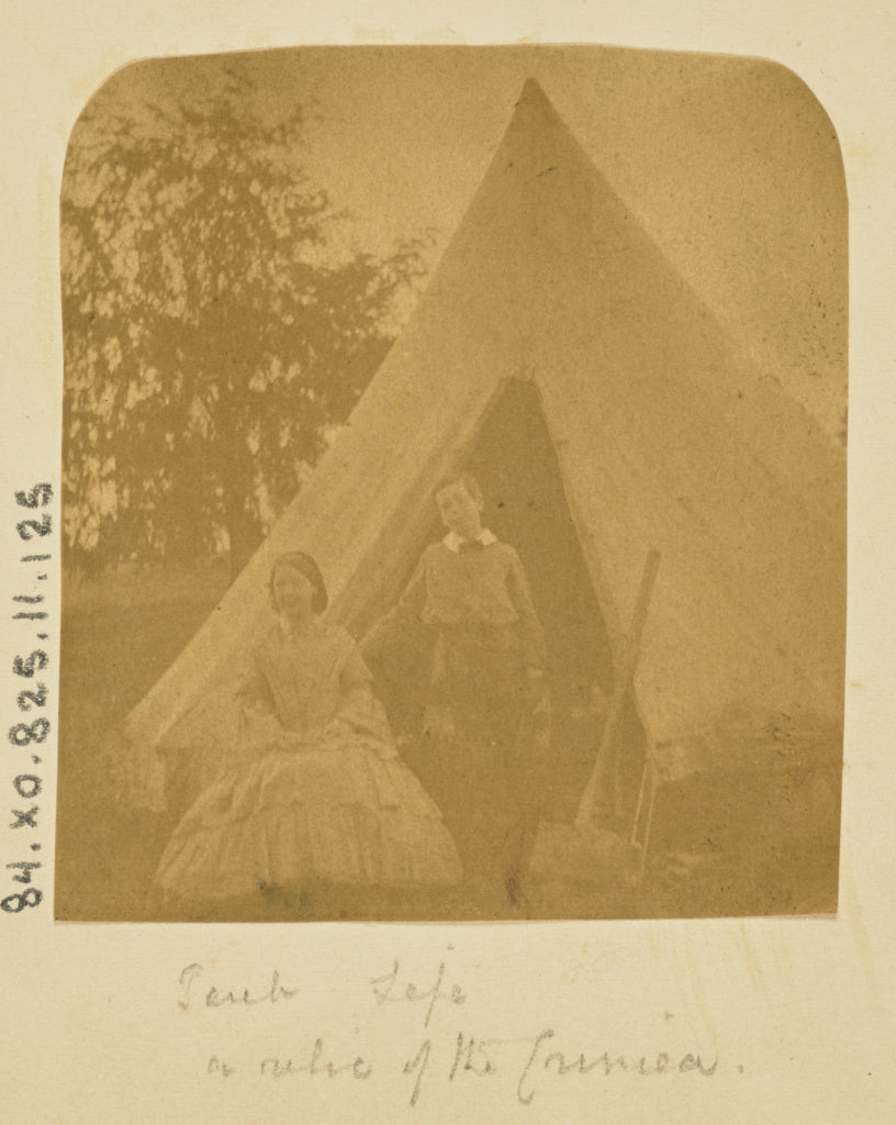 Unknown maker:[Portrait in front of a tent], Poster Print Wall Art
