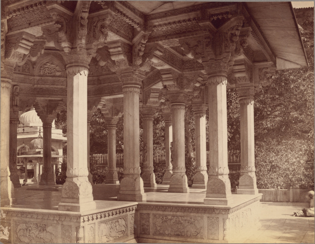 Lala Deen Dayal:Details of Pillars in Cenotaph of Maharaja S,16x12"(A3)Poster