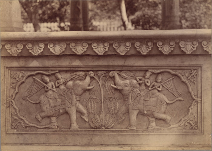 Lala Deen Dayal:Elephant Carvings in the Plinth of Cenotaph ,16x12