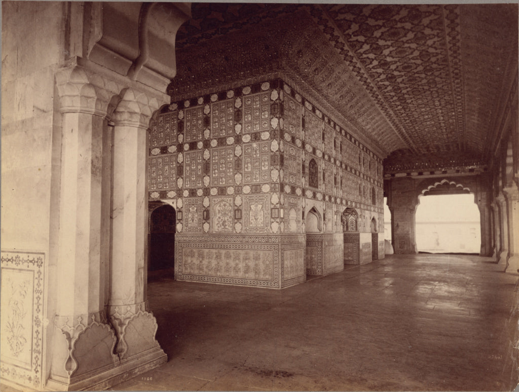 Lala Deen Dayal:Interior of Sheesh Mahal - Amber,16x12"(A3)Poster