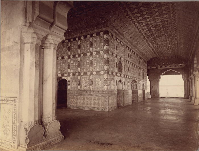 Lala Deen Dayal:Interior of Sheesh Mahal - Amber,16x12