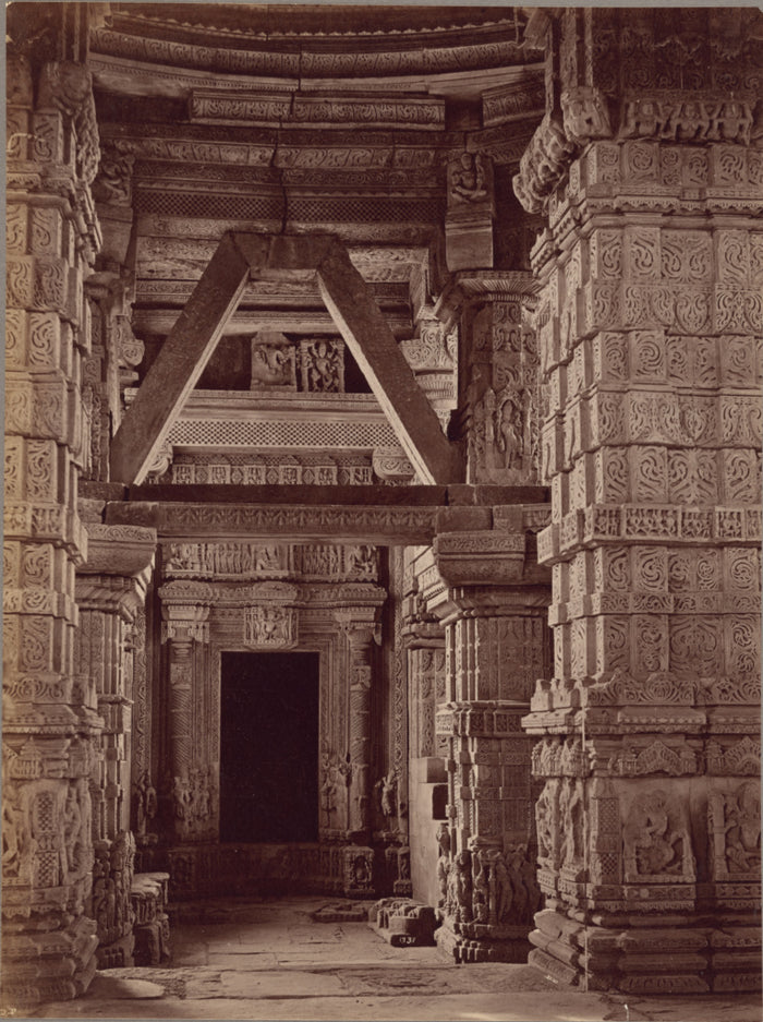 Lala Deen Dayal:Interior of the Great Sas Bahu Temple, Gwali,16x12