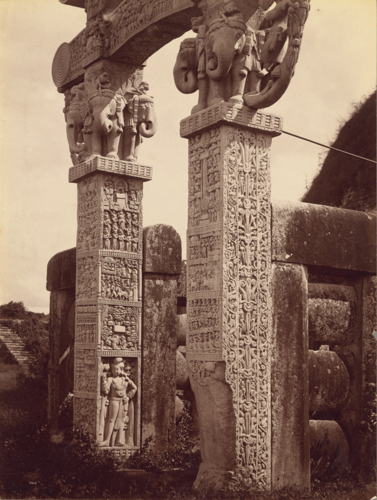 Lala Deen Dayal:Pillar of Northern Gate from West, Sanchi,16x12"(A3)Poster