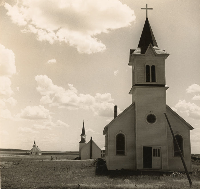 Dorothea Lange:Three Churches of the High Plains, near Winne,16x12