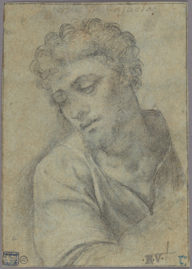 Sebastiano del Piombo:Study for the Figure of Christ Carryin, Poster Print Wall Art