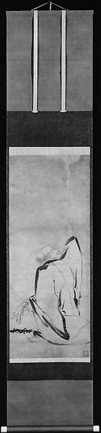 Htei Pointing to the Moon 15th cent-Attributed to Shinno Noam,Classic Ming China Image,  Poster Print Wall Art
