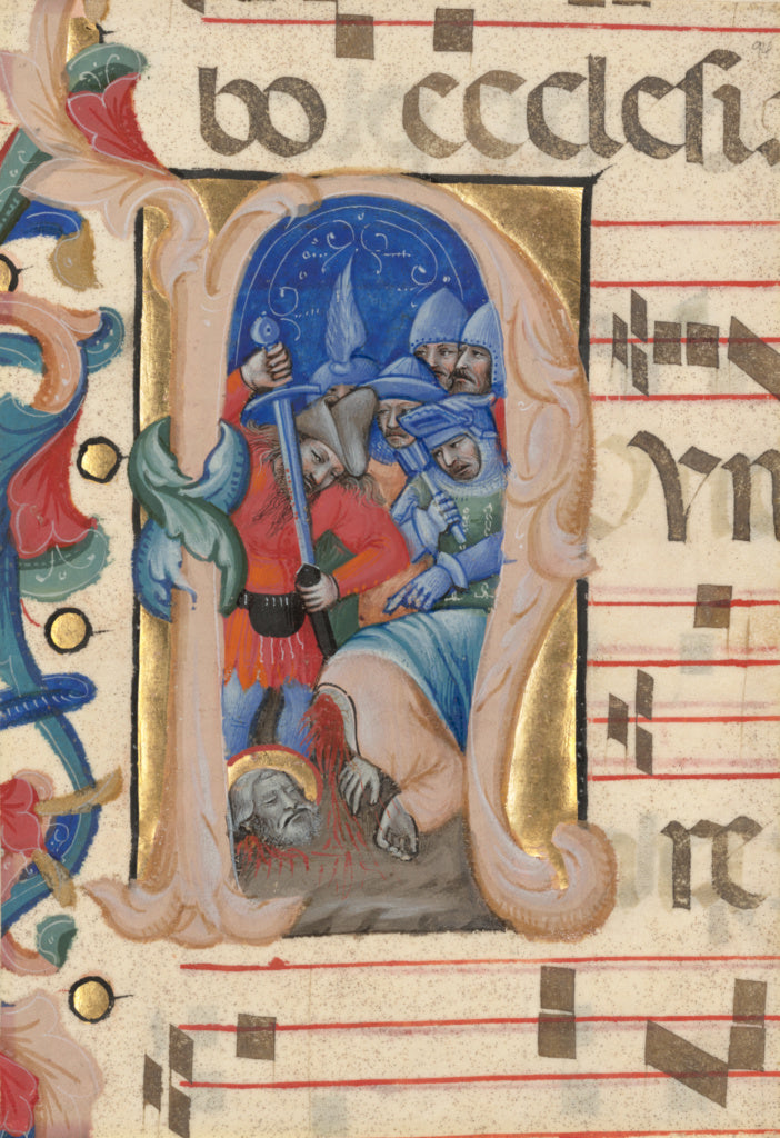 Niccolò di Giacomo da Bologna:Initial N: The Beheading of S, Poster Print Wall Art