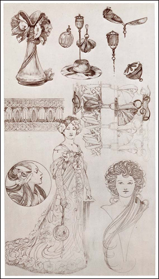 37 from the 'Documents Decoratifs" series, 1901 vintage artwork by Alphonse Mucha, 16x12" (A3 size) poster print