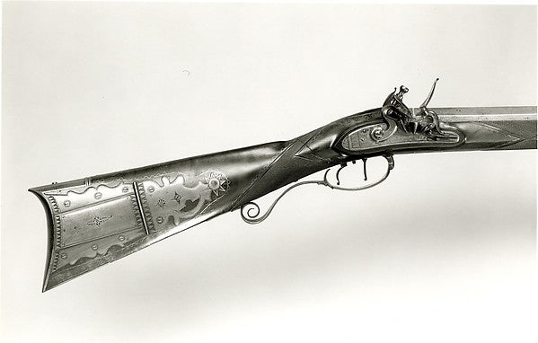 Flintlock Rifle with Case and Bullet Mould Made for Colonel Ja,  Poster Print Wall Art