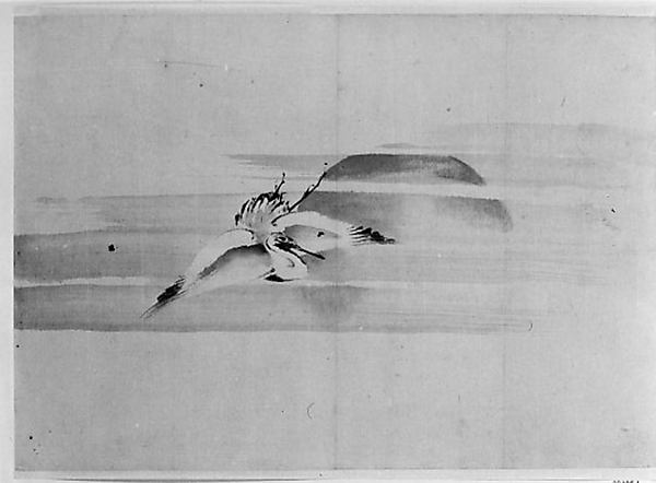 Crane and Sun 19th cent-Hokusai School,  Poster Print