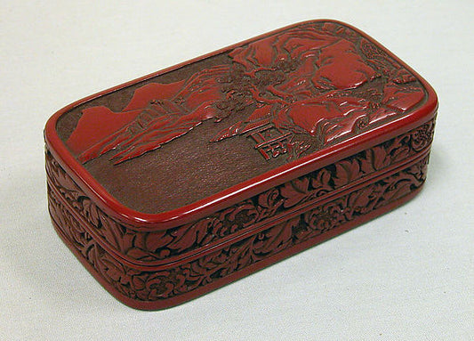 ,Box with Landscape and Scroll Pattern,16x12"(A3) Poster