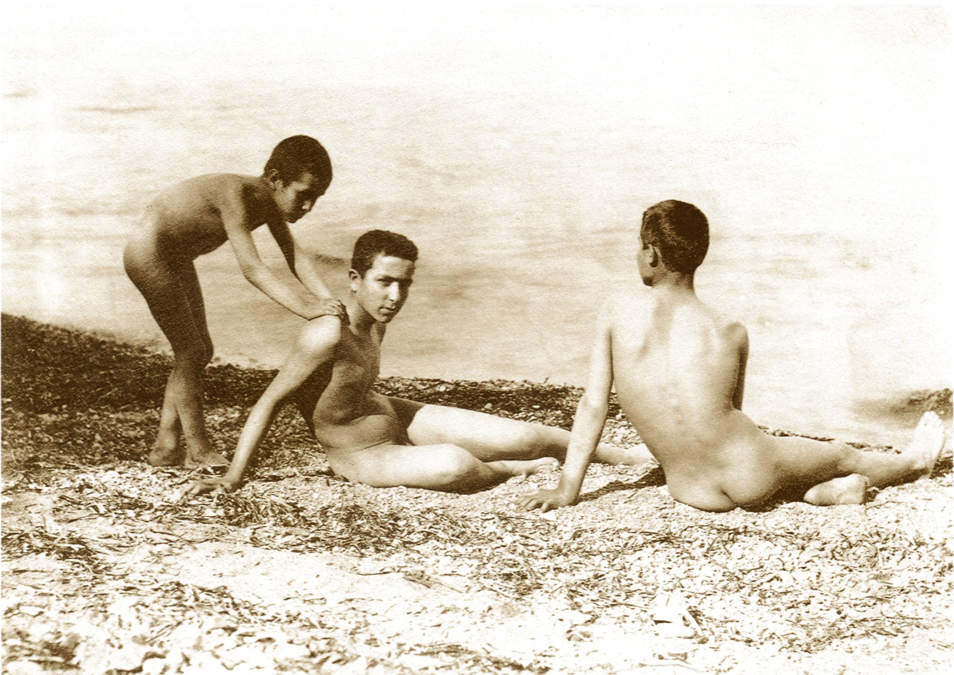 3 males by Wilhelm von Gloeden, histoic photo, 16x12" (A3) Poster Print