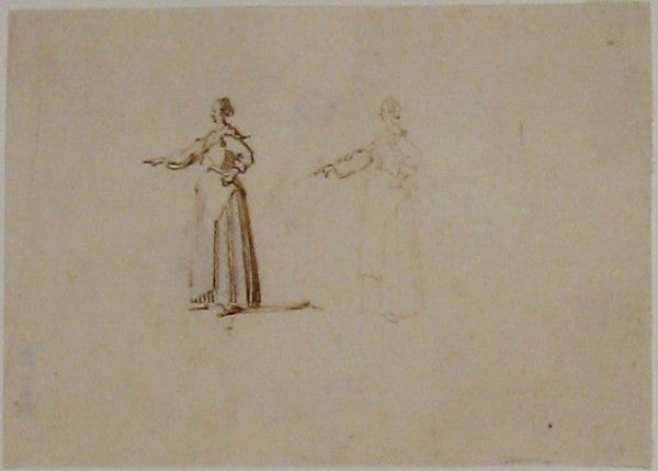 A woman with hand outstretched early 17th cent-Jacques Callot,16x12"(A3)Poster