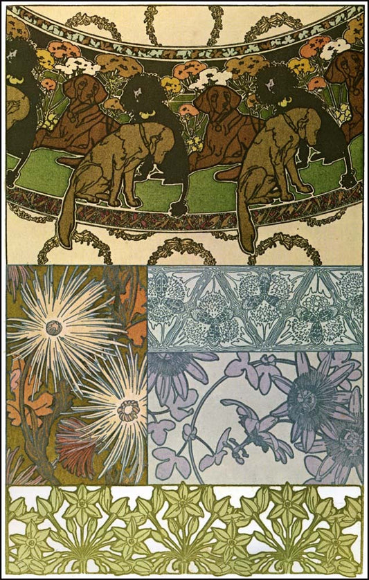 42 from the 'Documents Decoratifs" series, 1901 vintage artwork by Alphonse Mucha, 16x12" (A3 size) poster print