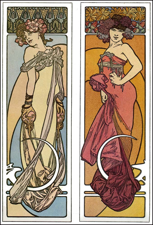 45 from the 'Documents Decoratifs" series, 1901 vintage artwork by Alphonse Mucha, 16x12" (A3 size) poster print