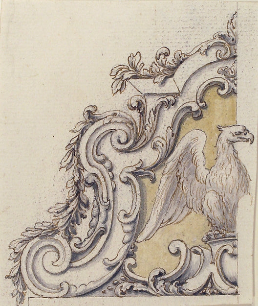 Design for a Sculptural Ornament With an Eagle  Volutes and Le, Poster Print