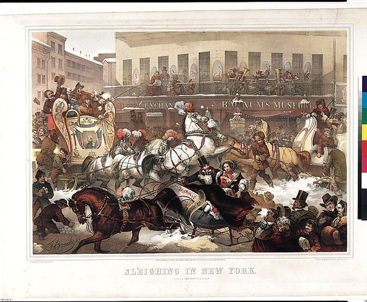 Sleighing in New York 1855-Thomas Benecke,16x12"(A3) Poster