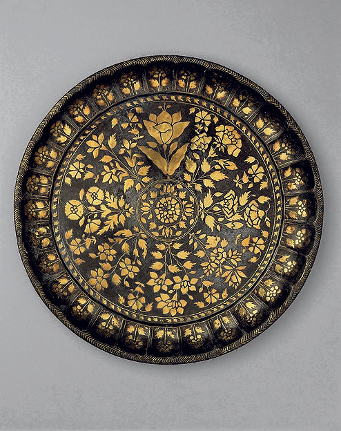 :Bidri Tray with Flowering Plants 17th century-16x12"(A3) Poster