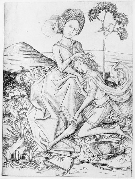 Samson and Delilah 15th cent-Master ES,  Poster Print Wall Art