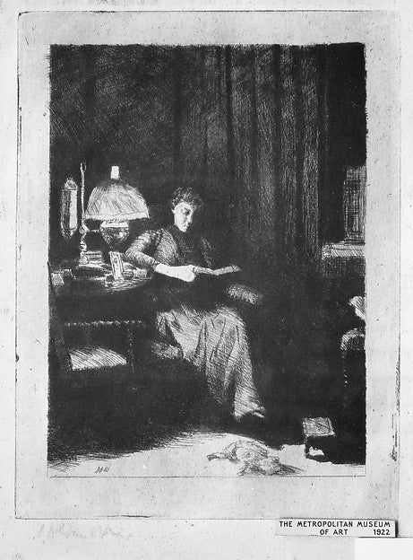 The Evening Lamp c1890-Julian Alden Weir,  Poster Print Wall Art