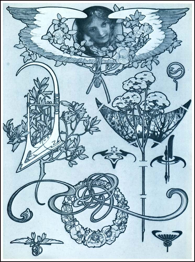 55 from the 'Documents Decoratifs" series, 1901 vintage artwork by Alphonse Mucha, 12x8" (A4 size) poster print