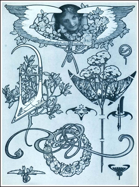 55 from the 'Documents Decoratifs" series, 1901 vintage artwork by Alphonse Mucha, 16x12" (A3 size) poster print