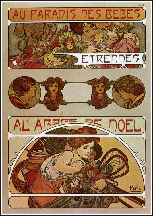 56 from the 'Documents Decoratifs" series, 1901 vintage artwork by Alphonse Mucha, 12x8" (A4 size) poster print