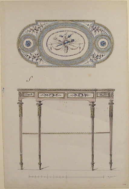 Design for a Center Table c1770–85-Anonymous, French, 18th cen,  Poster Print
