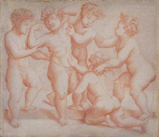 Frieze of Five Putti 1515–27-After Marco Dente,16x12"(A3) Poster