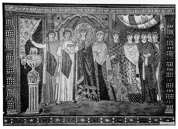 :Empress Theodora and Members of Her Court early 20th centur-16x12