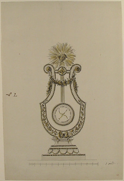 Design for a Clock in the Form of a Lyre c1775–85-Anonymous,F,  Poster Print Wall Art